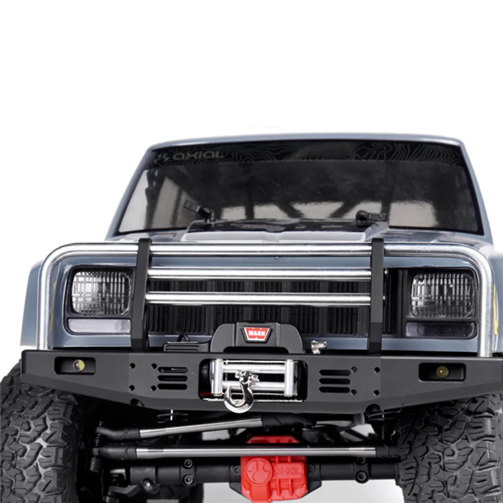 SILVER Металлический передний бампер для Traxxas TRX4 Defender Axial SCX10 90046 90047 металлический ударопрочный передний бампер с ламповым шнуром RC автомобильные запчасти - Цвет: SILVER