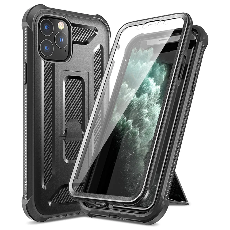 

Роскошный Черный Твердый чехол GrandEver для iPhone 11 pro Max, черный чехол, защита экрана, поддержка, подставка, чехол для телефона