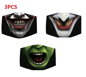 

3Pcs Cotton Dust Mask Cartoon Expression Teeth Muffle Chanyeol Face Respirator Anti Pollution Mouth Mask 2020 Newest Style