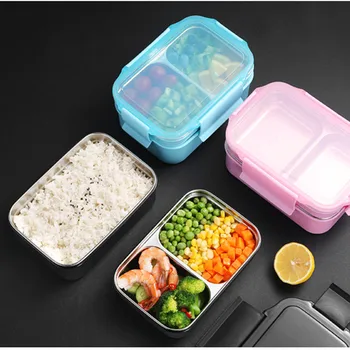 

1300ml Double Layer 304 Stainless Steel Lunch Box Large Capacity Leak-Proof Bento Box Student Food Container Microwave Lunchbox