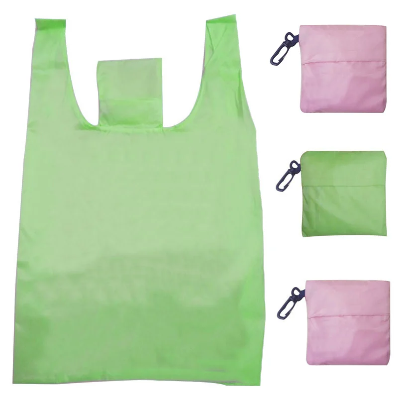 

reusable Polyester Pouch Eco Storage Folding shopping bag foldable Big Shopping Resuable Grocery Tote Bag for Supermarket
