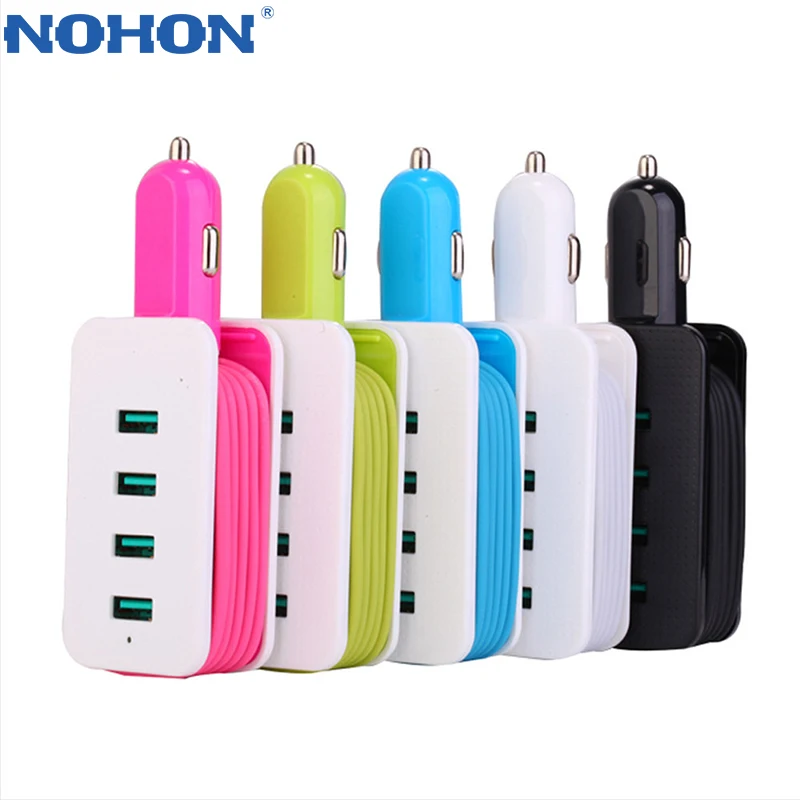 Nohon Мульти usb порты автомобильное зарядное устройство для телефона для iPhone samsung Xiaomi Мобильный телефон портативный аварийный QC 3,0 Автомобильное зарядное устройство с 4usb портом