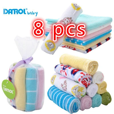 8 pcs random 8 шт./лот, хлопковое детское маленькое квадратное полотенце, полотенце для пота, слюнявчик, платок - Color: 8 pcs random