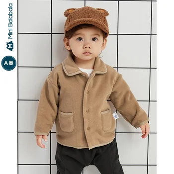 

Minibala Baby jacket 2020 autumn and winter new boy warm jacket lapel casual wear