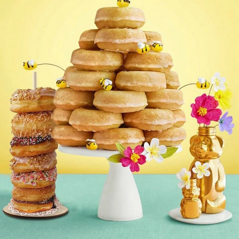 3PCS Wooden Doughnut Holder Holiday Birthday Party Festival Party Doughnut Holder Household Kitchen Baking Supplies