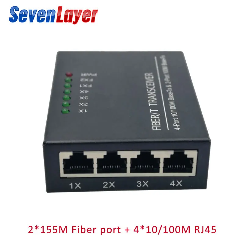 Коммутатор эфирной сети 4 RJ45 2 SC оптический медиа конвертер одномодовый волоконно-оптический Порты и разъёмы 10/100 м mini