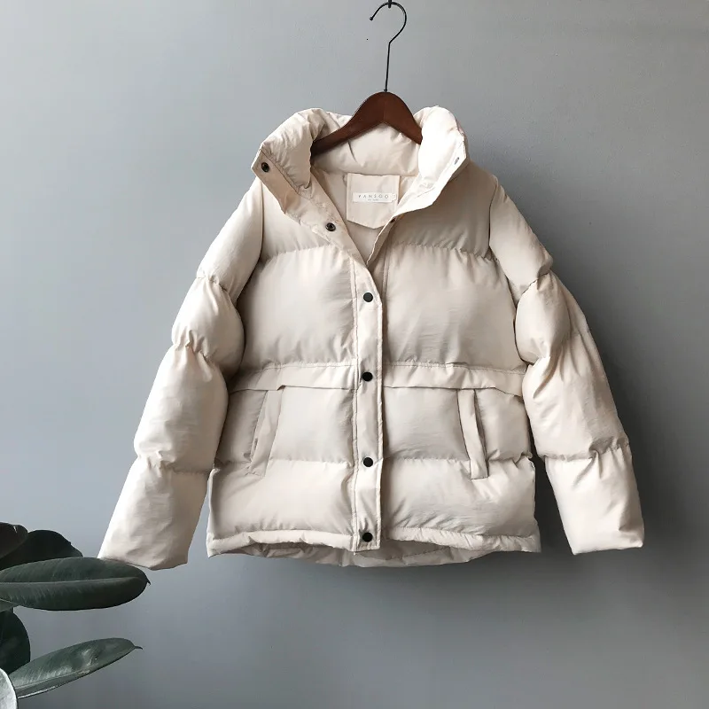 beige Mooirue, зимнее, Осеннее, корейское пальто, куртка, Femme Ins, хлопковая стеганая одежда, теплая, однотонная, с длинным рукавом, новая одежда, пальто - Цвет: beige