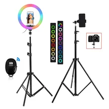 26cm 33cm RGB Selfie Ring LED Light with Stand Tripod Photography Studio Ring Lamps for Phone TikTok Youtube Makeup Video Vlog