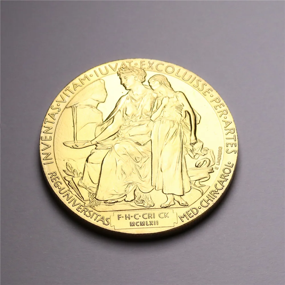 Nobel Prize in Physiology or Medicine Gold Plated Coin Nobel Head Portrait Coin