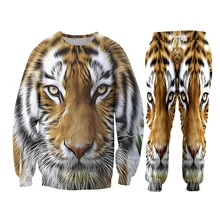 

CJLM Custom Oversize S-7XL Men's Sets 3d Animal Tiger Print Unisex AthleticHoodie Oversize Jacket+Joggers Pants 2 Piece Set