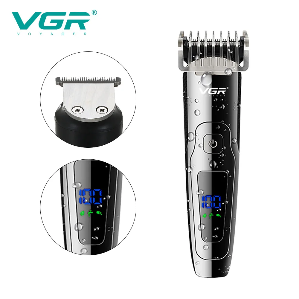 VGR 072 Hair Clipper Professional Personal Care Barber Waterproof Fine-Tuning Haircut LCD Barbershop Chargeable Trimmer V072