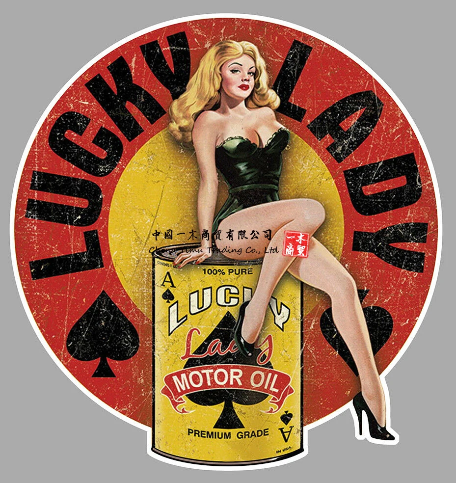 Car Goods Sticker Pinup For Motor Oil Ancien Autocollant Girl Sexy Retro Auto Moto