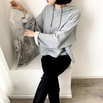 

Solid color autumn and winter women's sweatshirt casual hooded sweatshirt