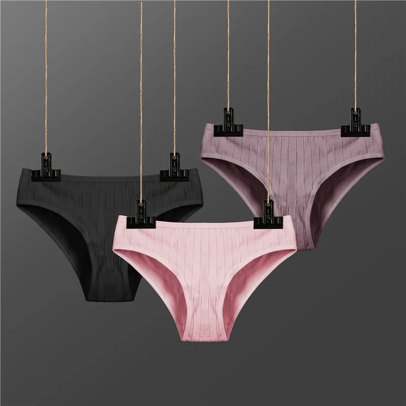 Cotton Panties Women Sexy Underwear Low Rise Ladies Lingerie Breathable Female Underpants Girls Briefs Soft Stripe Panty M-XL - Цвет: Set 4