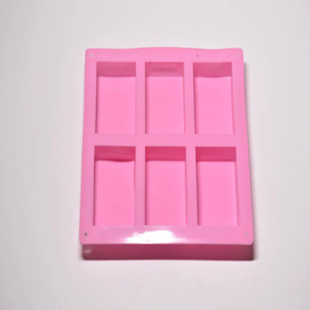 6 Cavity Plain Rectangle Soap Mold Silicone Crafts DIY Making Homemade Cake Tool