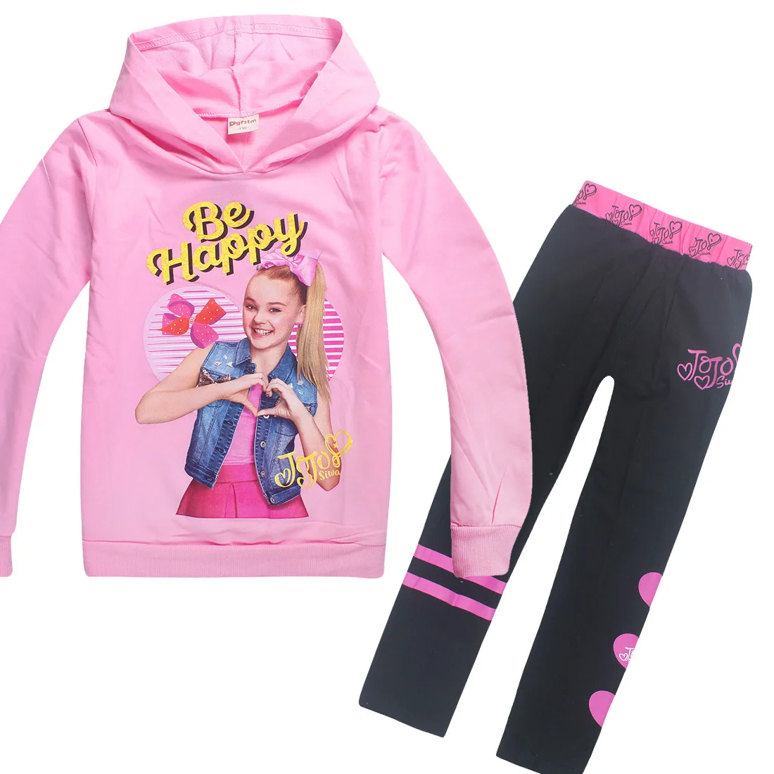 JOJO Siwa/зимняя детская одежда для малышей, футболка с длинными рукавами топы для девочек, толстовки+ штаны, комплект из 2 предметов, одежда для маленьких детей от 8 до 12 лет - Цвет: SS7222-pink