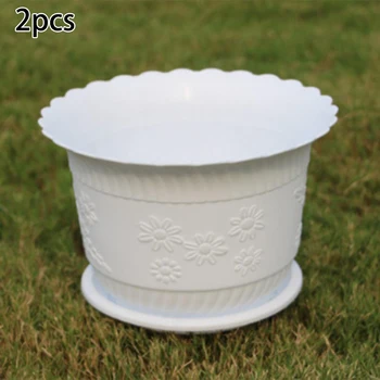 

2PCS Carved Succulent Orchid Flower Container Pot Planter Flowerpot Home Decor Prevent Hovering And Root Decay