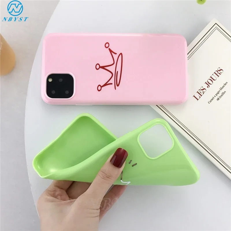 Для iPhone 11Pro Max чехол Crown King queen для 7 8 6S Plus XR XS 2019 11 Pro милый силиконовый телефона