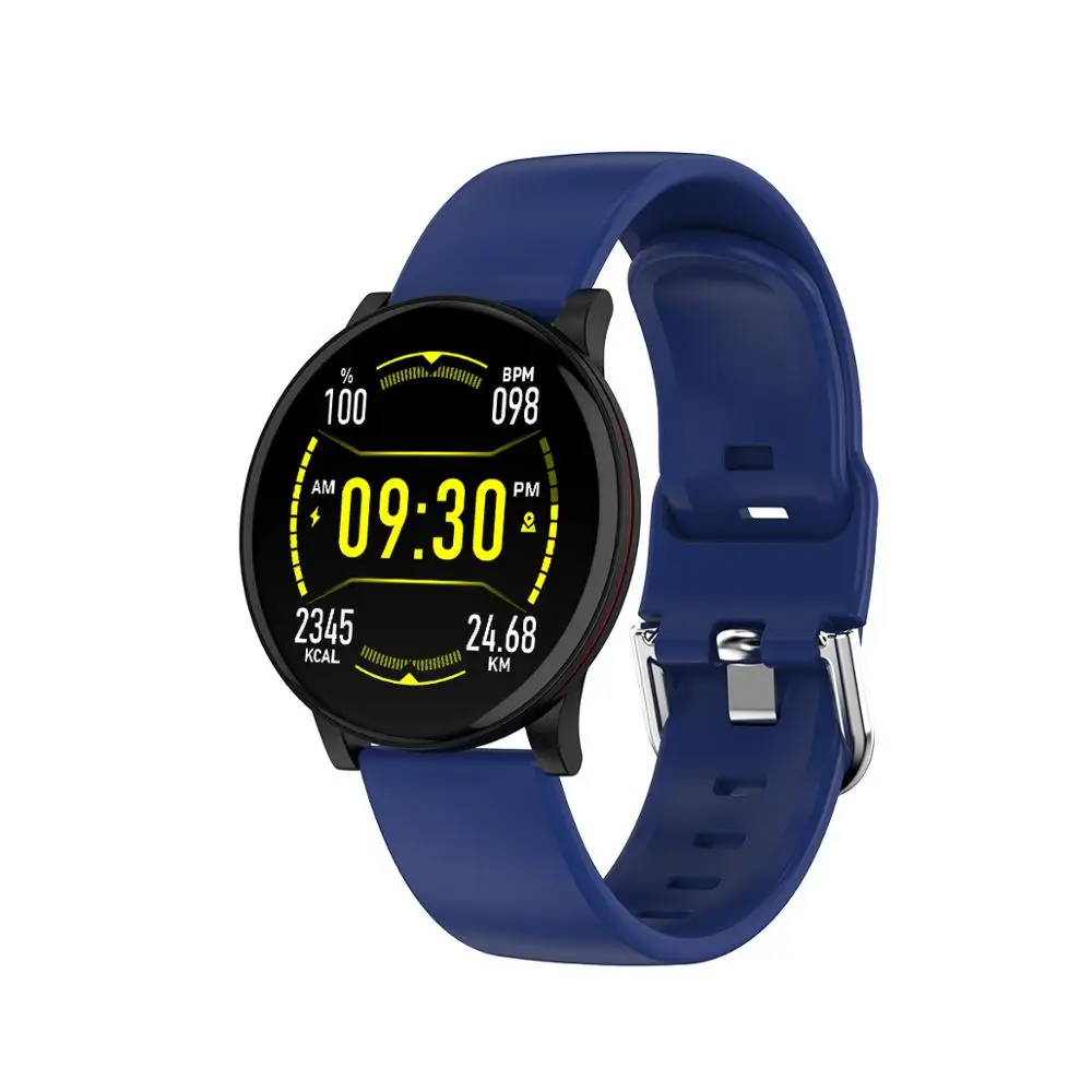 LEMFO W9 умные часы мужские водонепроницаемые IP67 мониторинг кровяного давления Полный Круглый сенсорный экран мульти спортивные режимы для Apple Android - Цвет: Black Blue Silica