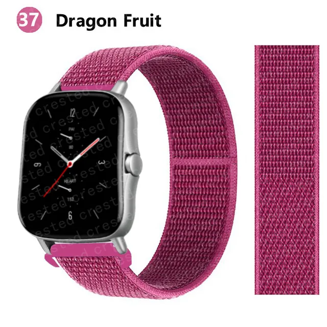 20/22mm Nylon band For Amazfit GTS/2/2e/GTS2 Mini/GTR 3 Pro 42mm/47mm/GTR2/2e/stratos 2/3 Sport Loop Bracelet Amazfit bip strap Dragon Fruit 41