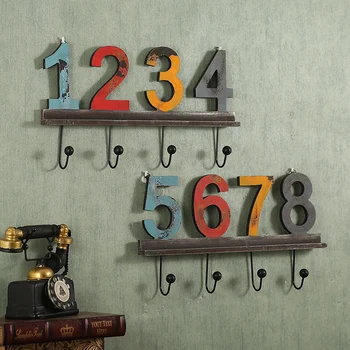 

American retro decorative wall hanging personalized digital coat hook creative clothing restaurant coffee shop wall decoration k