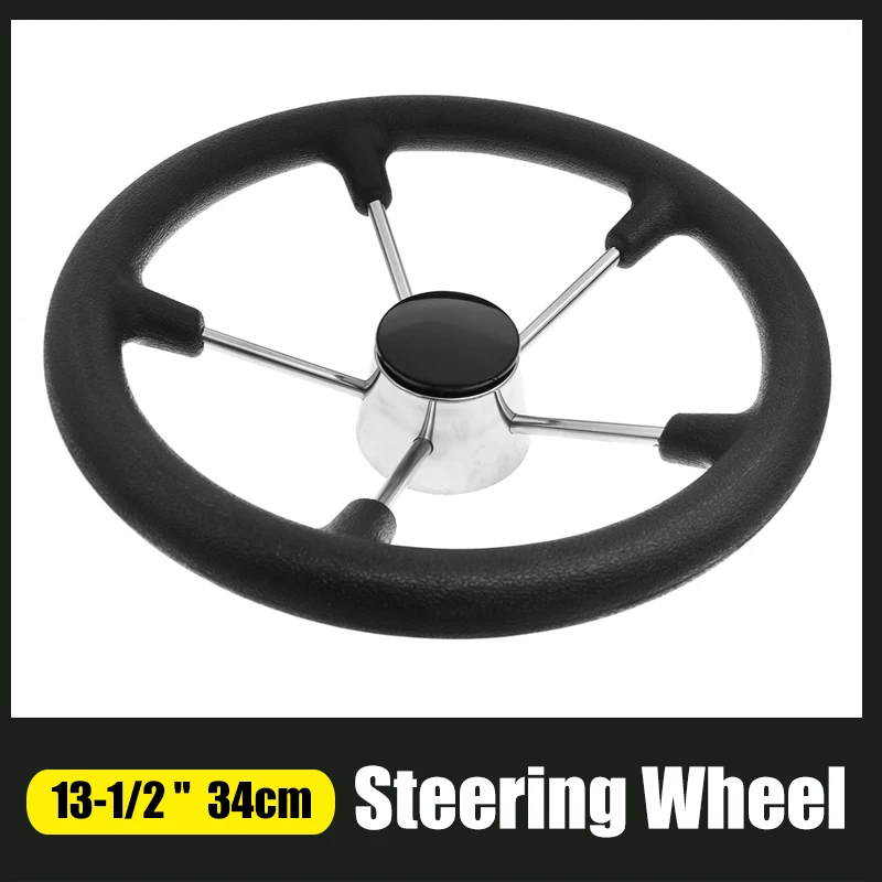 13-1/2 " Marine Stainless Steel Boat Steering Wheel For Yacht with Black Foam Grip Boat Accessories