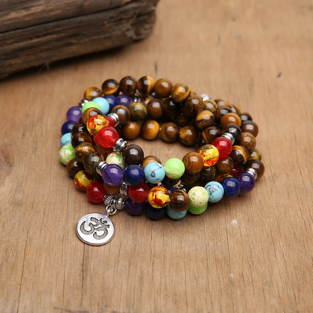 SHINUS BOHO mala бисер Йога браслет натуральный камень 8 мм бисерный декларирующий браслет женский ручной работы paryer Браслет Bijoux