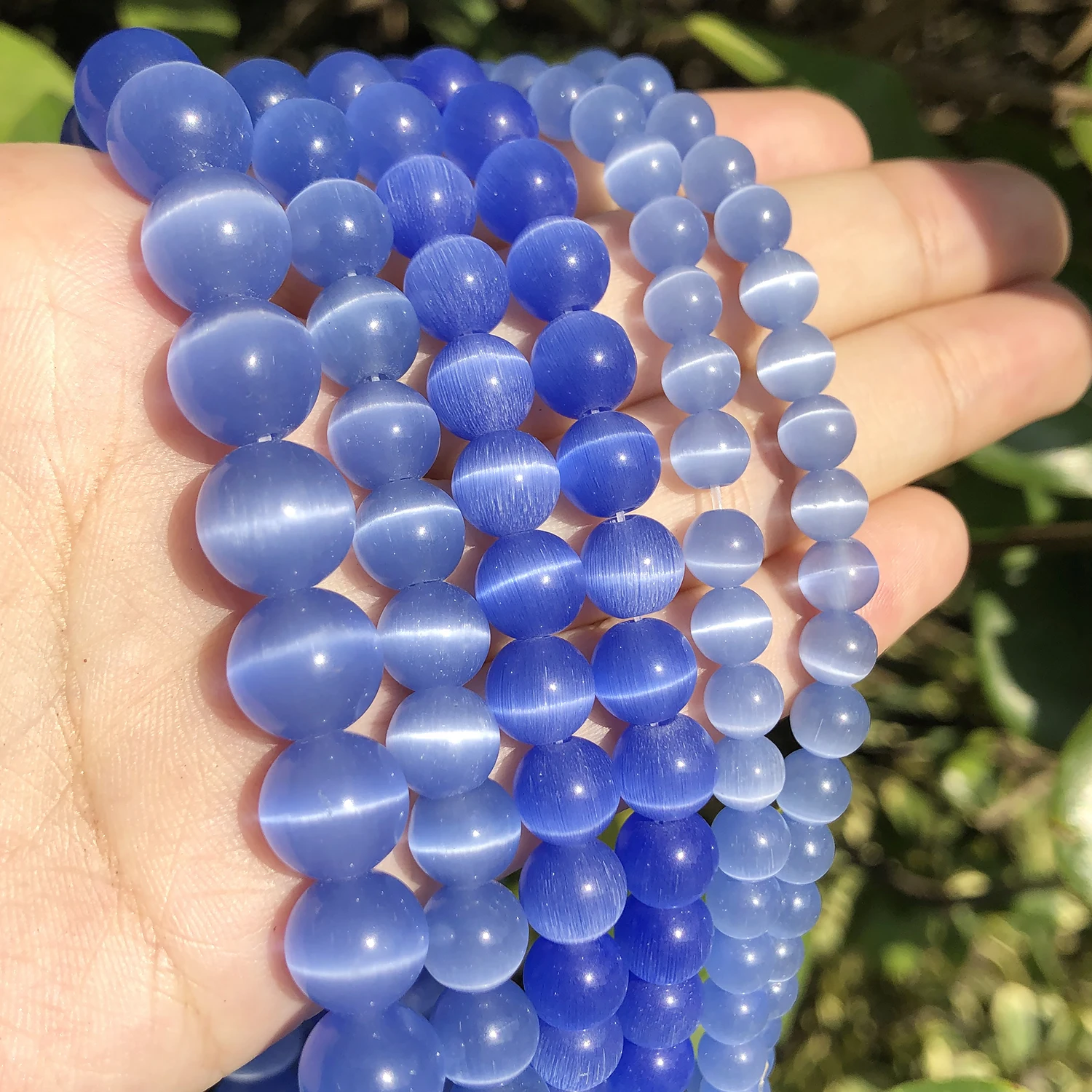 4/6/8/10/12mm Sky Blue Color Cat Eye Opal Beads Natural Stone