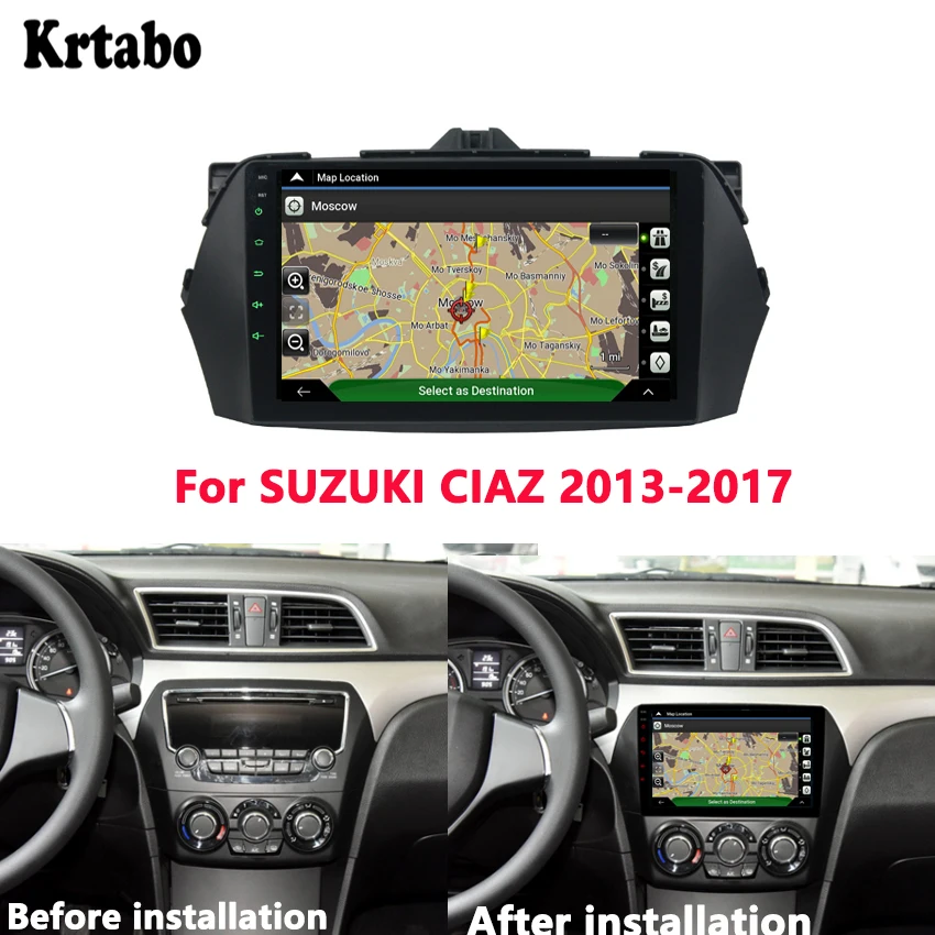 Krtabo Car radio Android multimedia player 4G RAM For SUZUKI CIAZ 2013-2017 touch screen GPS Support Carplay | Автомобили и
