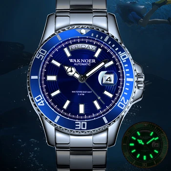 

WAKNOER Luminous Mechanical Watch Men 2019 Auto Date Waterproof Automatic Watch Male Business Clock Luxury Men's Watch Watches