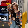 AQOIA Korean style Patchwork Long Sleeve Loose Women Blouse Shirt INS Button Up Plus Size Ladies Shirts 2022 Autumn Female Tops ► Photo 1/6