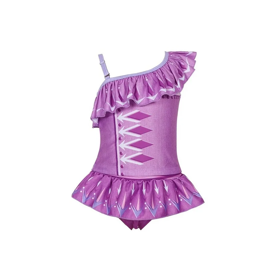 Cute Candy Love Print Girl Swimsuit Kids Lovely Girls Princess Elsa Cartoon Swimwear Baby Beachwear Bathing Descendants 3 Suit