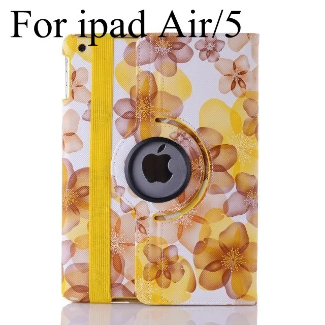 Yellow for ipad Air Новое поступление,, модный 360 Вращающийся чехол из искусственной кожи для девочки с цветочным узором для apple ipad2/3 ipad 4 ipad Air ipad 5, чехол для планшета - Цвет: Yellow for ipad Air
