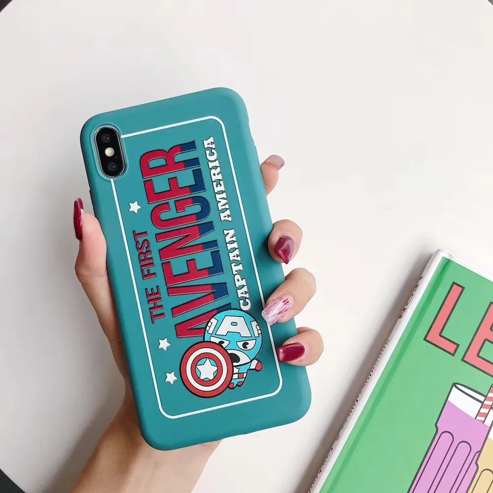 1 dzmw С героями комиксов Марвел, логотип защитный кожух для Apple iPhone 11 pro X XS Max Xr 7 8 6 6s плюс Капитан Америка Человек-паук Железный человек конфетный, TPU чехол - Цвет: 1 dzmw
