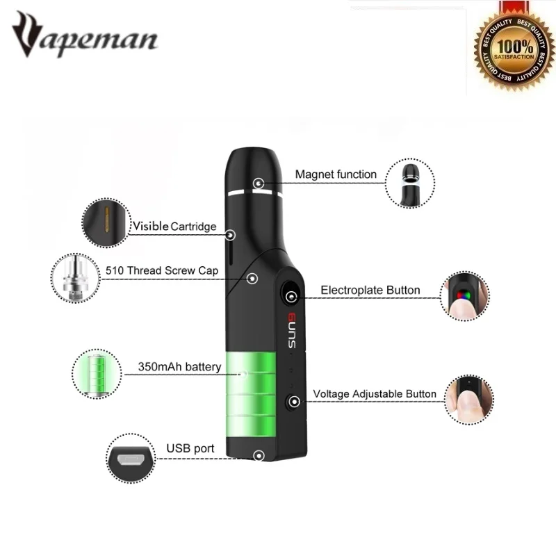 Оригинальный Vapeman guns CBD аккумулятор встроенный 350 мАч электронная сигарета мод