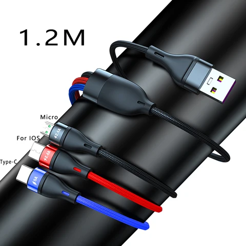 3 in 1 cable Silicone Super Fast Charge Cable USB Cable For iPhone 12 11 Pro Max Xs X XR 8 7 6 6s Plus 5s SE iPad PD cable