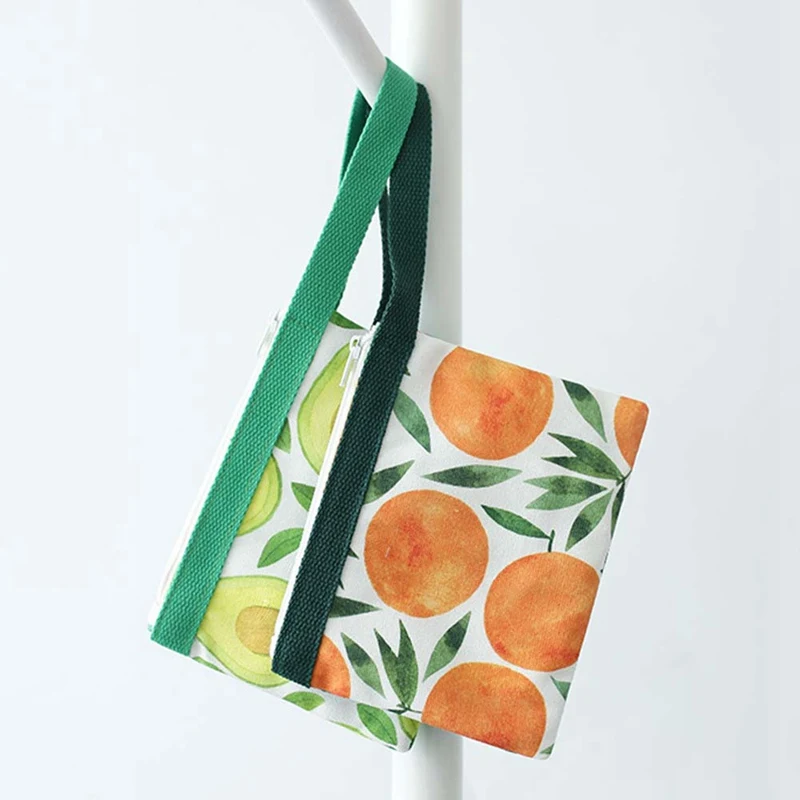 Fruit Print Clutch Cotton Cell Phone Bag Coin Purse Fresh Fruit Print Hand Purses Ladies Money Bag