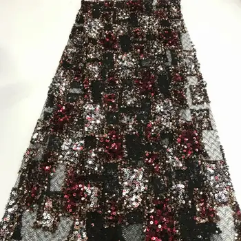 

Wonderful party&wedding dress tulle material French net lace fabric with colorful sequins RFN65(5yards/lot)