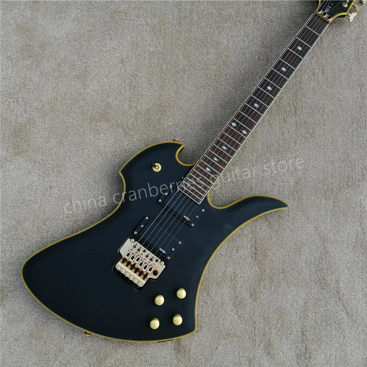 

IN STOCK,6 Strings BCRICH model ,Electric Guitar,Matt Black Color,Specical Shape,Golden Hardware,Free shipping