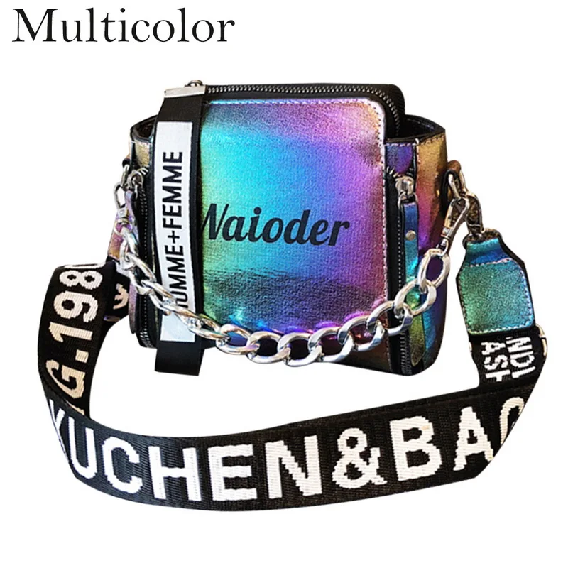 Colourful HEFLASHOR Women Shoulder Bag Fashion Laser Transparent Crossbody Bags Messenger Shoulder Beach Bag New Design Shoulder Bags - Цвет: Colourful