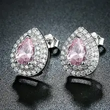 UXN30 чистый серебряный ушной гвоздь S925 Серебряный капли воды цвет ушной гвоздь роскошные женские серьги