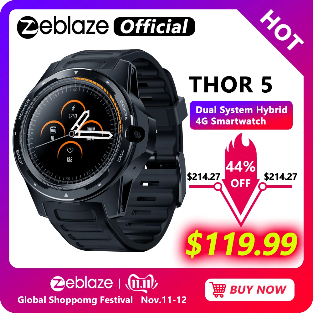 Günstige Neue Flaggschiff Zeblaze THOR 5 Dual System Hybrid Smartwatch 1,39 \