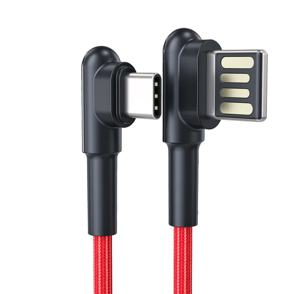Essager usb type C кабель 3A провод для быстрого заряда шнур 90 градусов USB-C кабель для samsung Xiaomi Redmi Note 7 8 type-C кабель для передачи данных - Цвет: Red Type C Cable
