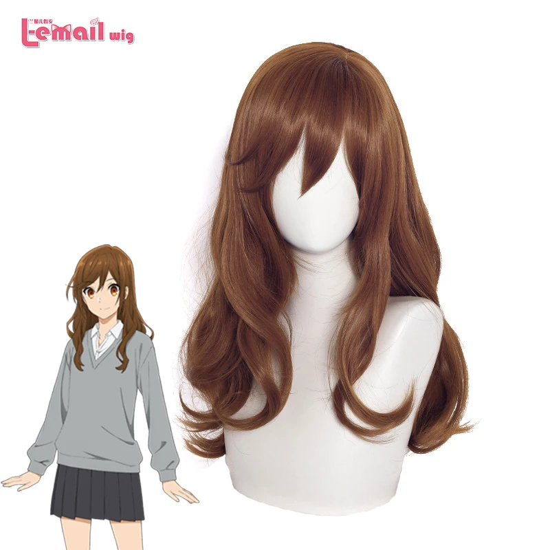 L-email wig Synthetic Hair Horimiya Kyouko Hori Cosplay Wig 55cm Long Brown Loose Wave Cosplay Wigs Heat Resistant Party Wig