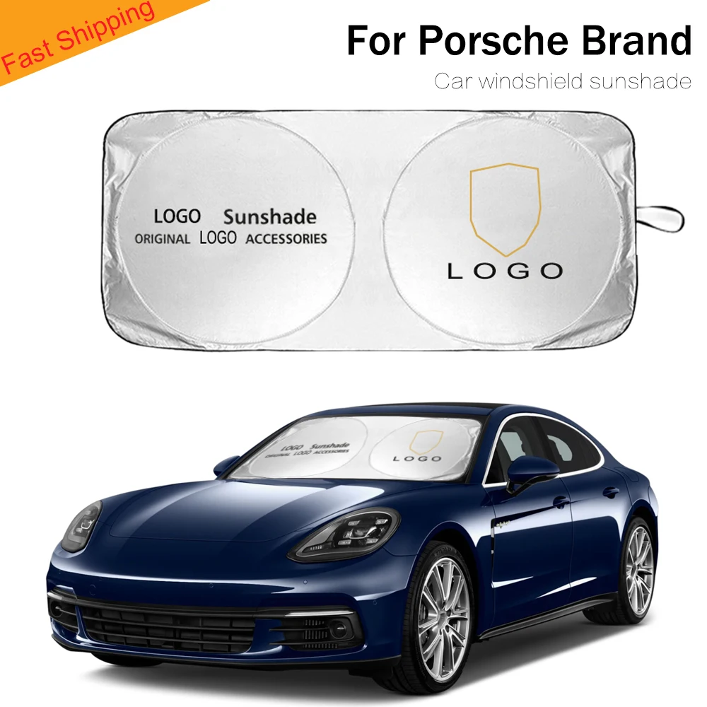 

For porsche logo car sun shade parasol coche auto windshield sunshade car driving sun cover blind front for Porsche Boxter 2020