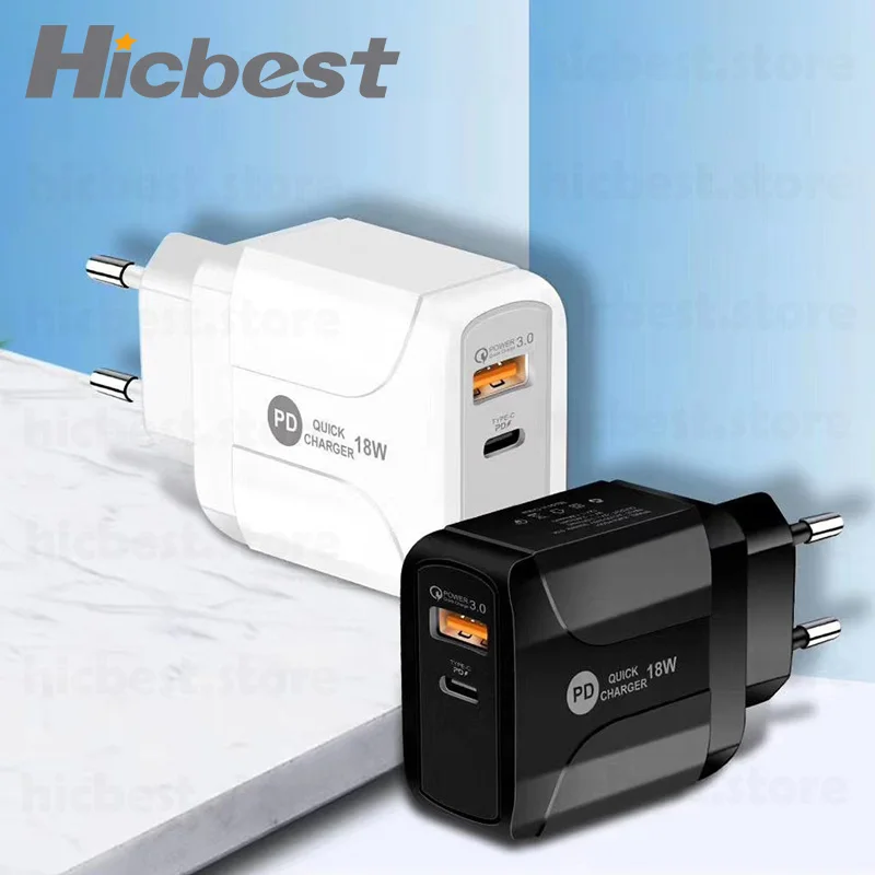 Ładowarka PD 18 W do iphone'a szybka ładowarka USB do telefonu USB Typec ścienna do iphone'a SE 11 Pro Max Samsung S20 S10 S9 S8