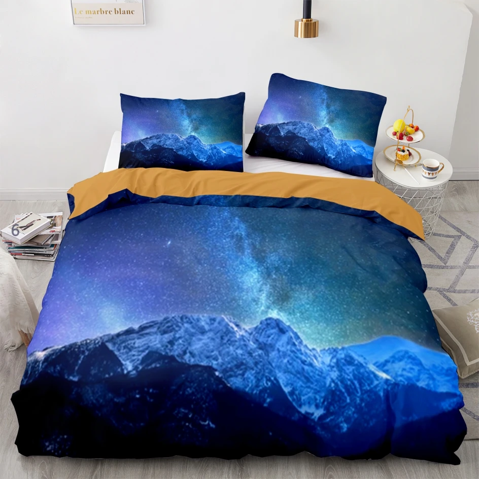 

Space Galaxy Aurora Sunset Glow Bedding Set Single Twin Full Queen King Size Sky Stars Tree Bed Set Children's Kid Duvetcover 46