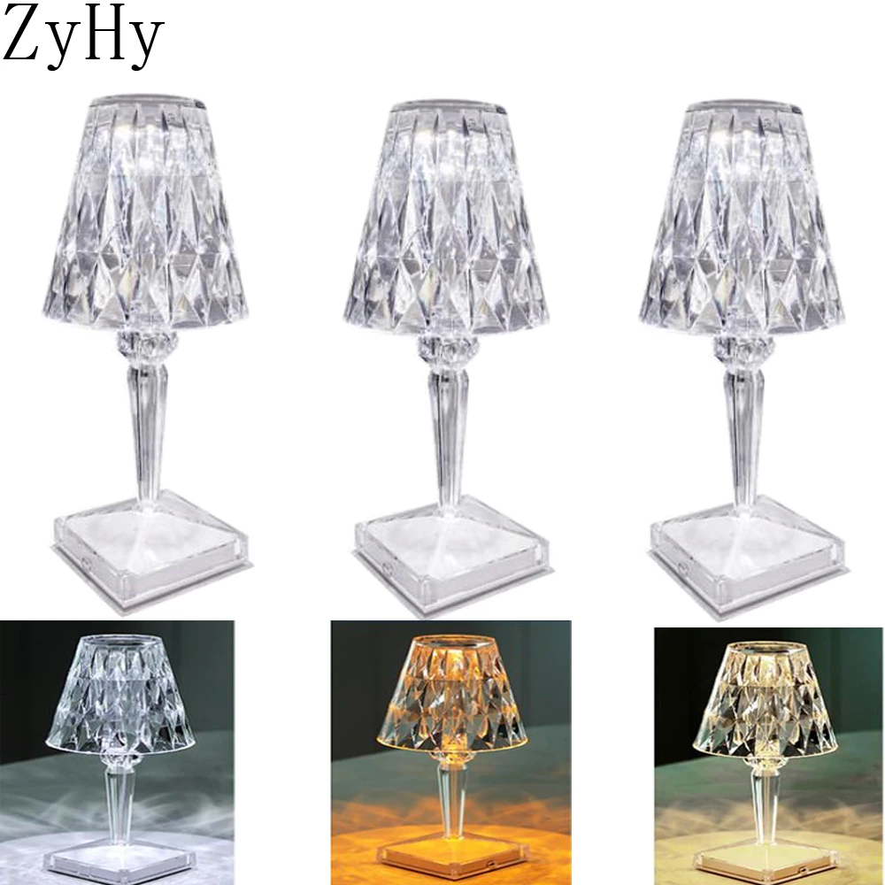 13 PCS Rechargeable USB Diamond Touch Sensor Crystal Battery Desk Lamp