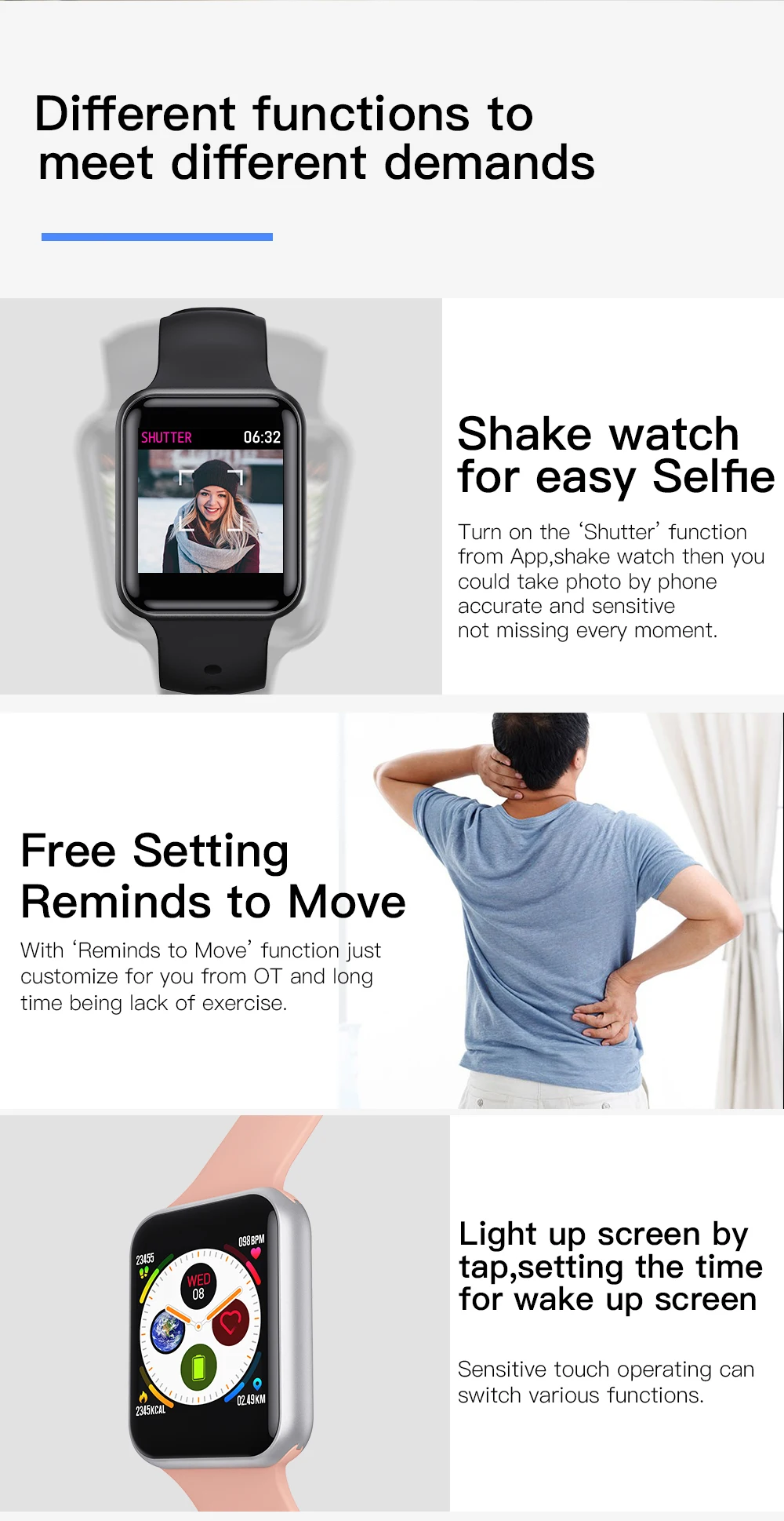 Makibes SN72 Bluetooth smartwatch 60days Standby Blood Pressure smart watch men for apple huawei Black Friday Christmas present_16