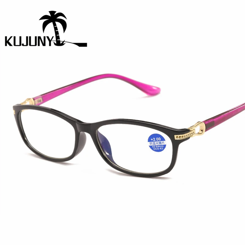 KUJUNY Женский анти-синий светильник очки для чтения женские элегантные блок синий светильник очки для пресбиопии черные очки